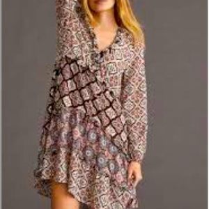 Anthropologie Tiered VNeck Motif Dress
